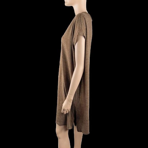 A’reve Anthropologie Lg V Neck Sleeveless Brown Tunic Lace Panel Mid Length - Picture 5 of 8